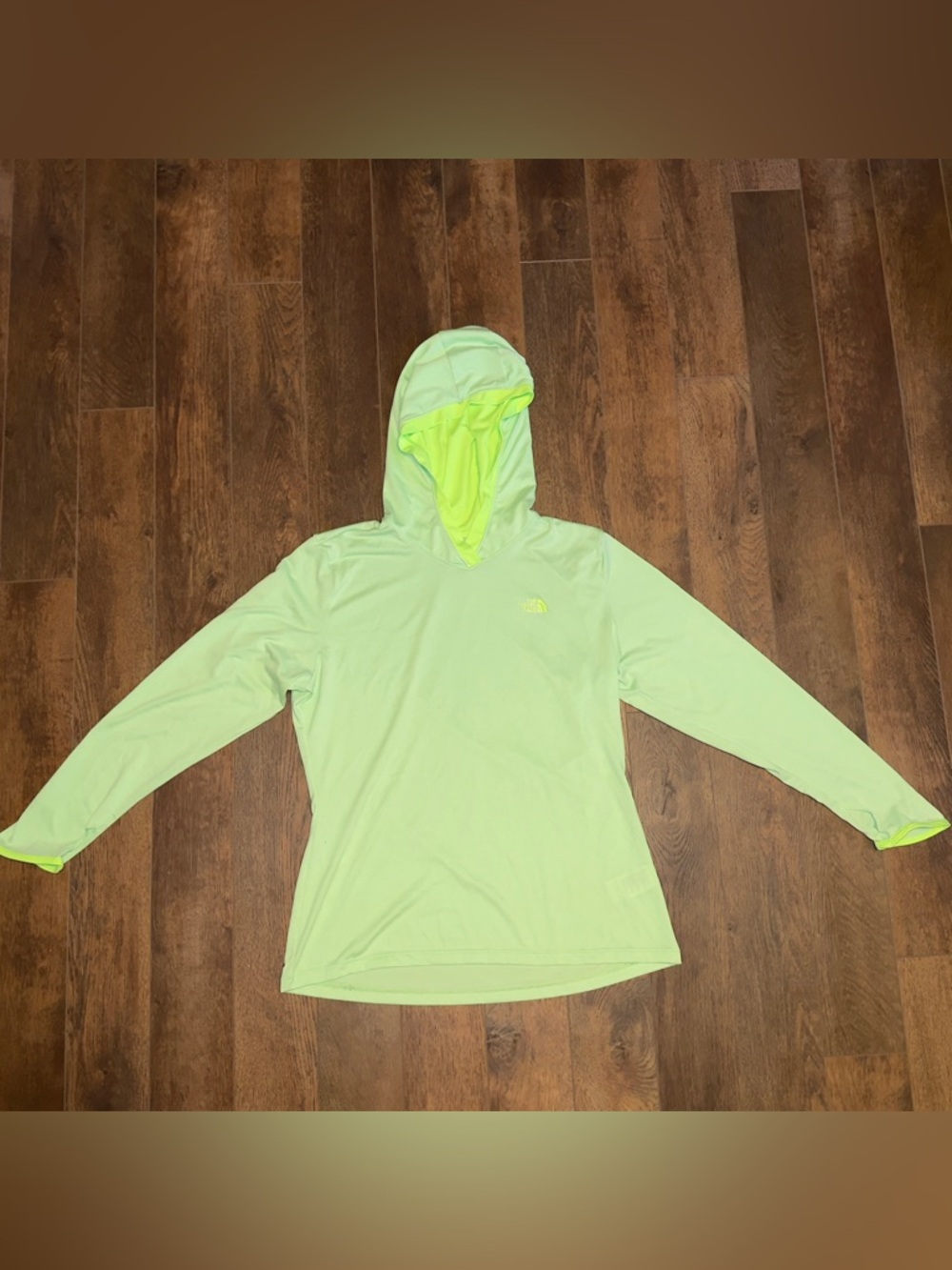 The North Face FlashDry Pullover Hoodie Women's Lime Green Size L V-Neck Workout